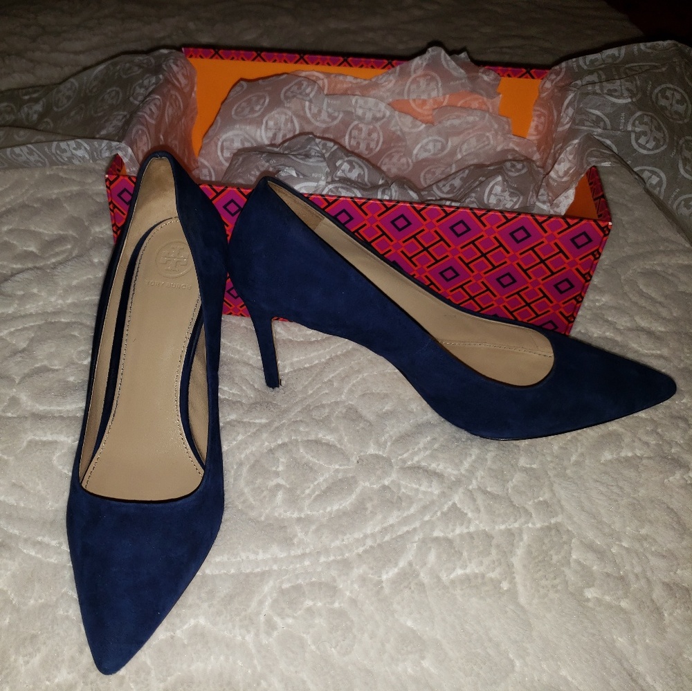 SOLD!! Tory Burch Blue Suede Elana Pump